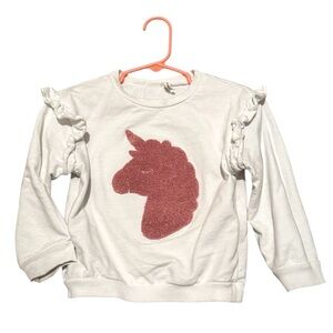 Koton Kids- Girls Sweatshirt Unicorn Appliqué Ruffle Detail Long Sleeves -SZ- 3T